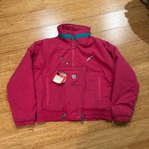 Vintage Alpine Designs pink blue puffer ski jacket